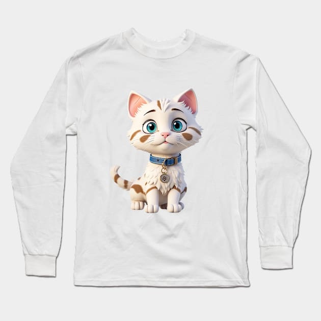 Animated Cat Long Sleeve T-Shirt by M.V.design